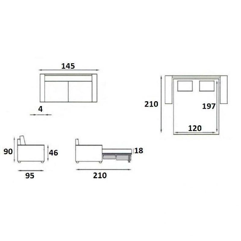 Canapé lit compact Denso Rapid Express 2-3 places - Microfibre Bordeaux - Matelas 18 cm - Couchage 120x197 cm_3