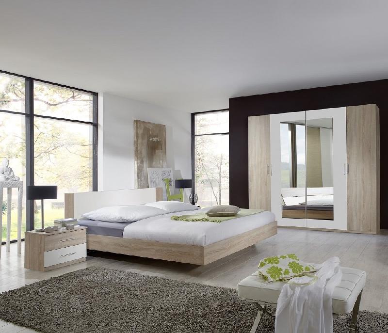 Lit design EVA - Couchage 140 x 190 cm - Chêne clair rechampis blanc - Style contemporain_3