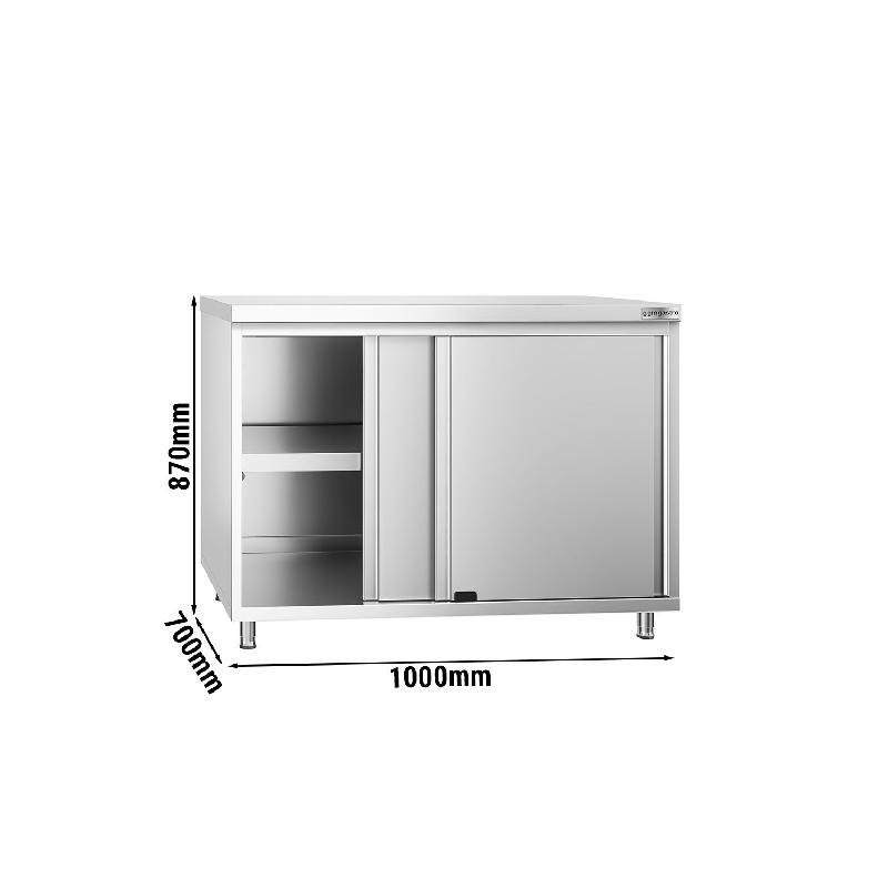 Meuble bas inox central P 700 mm avec portes - 1000_3