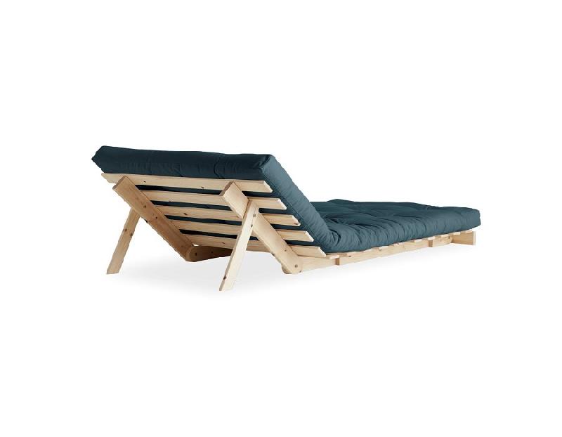 Fauteuil convertible futon ROOTS - Pin naturel - Coloris bleu pétrole - Couchage 90 x 200 cm - Design japonais et scandinave_3