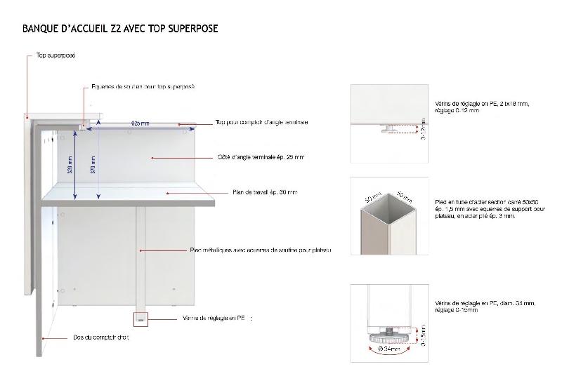 Banque d'accueil Z2 blanche avec accès handicapés - Officity - 206, Beige, Droite, Blanc_3