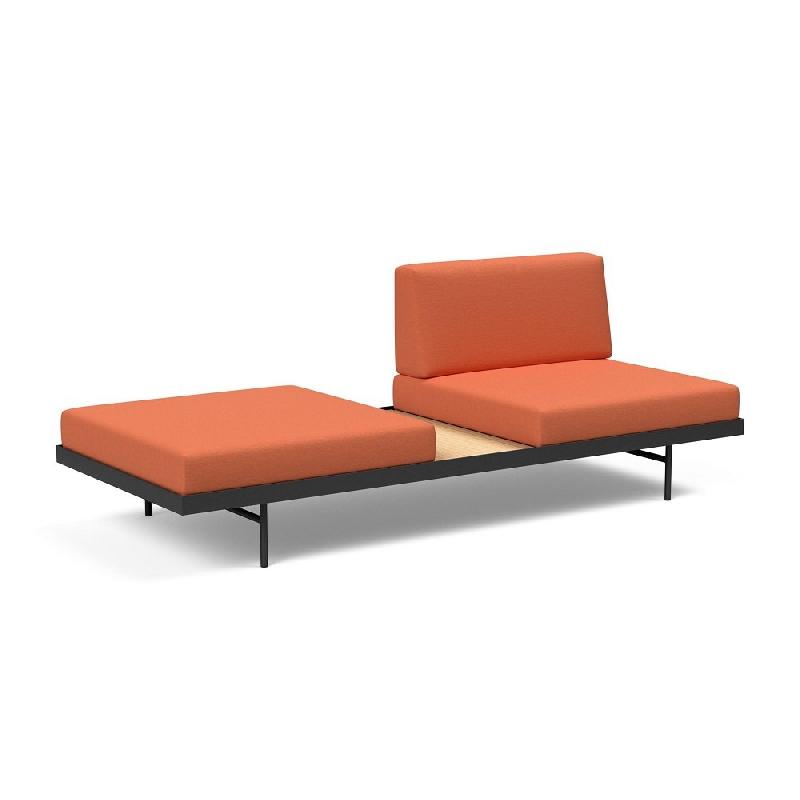 INNOVATION LIVING - Canapé design convertible lit Puri 195x80 cm en tissu Argus Rust avec table en chêne_3