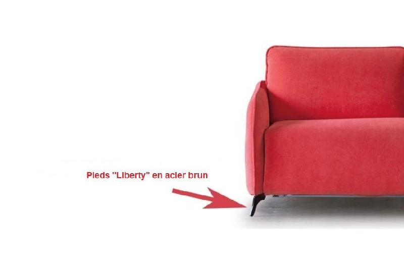 Canapé convertible Carmine 140x195 en tissu Maracaibo fraise - Pieds Liberty acier brun - Fabrication italienne_3