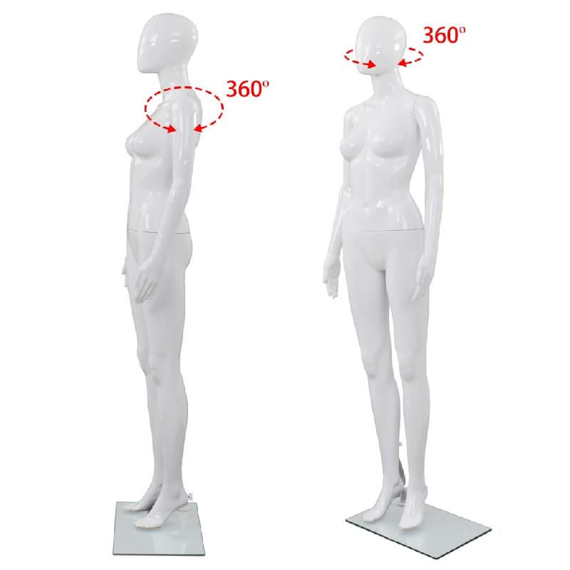 Vidaxl mannequin femme corps complet base verre blanc brillant 175 cm 142928_3