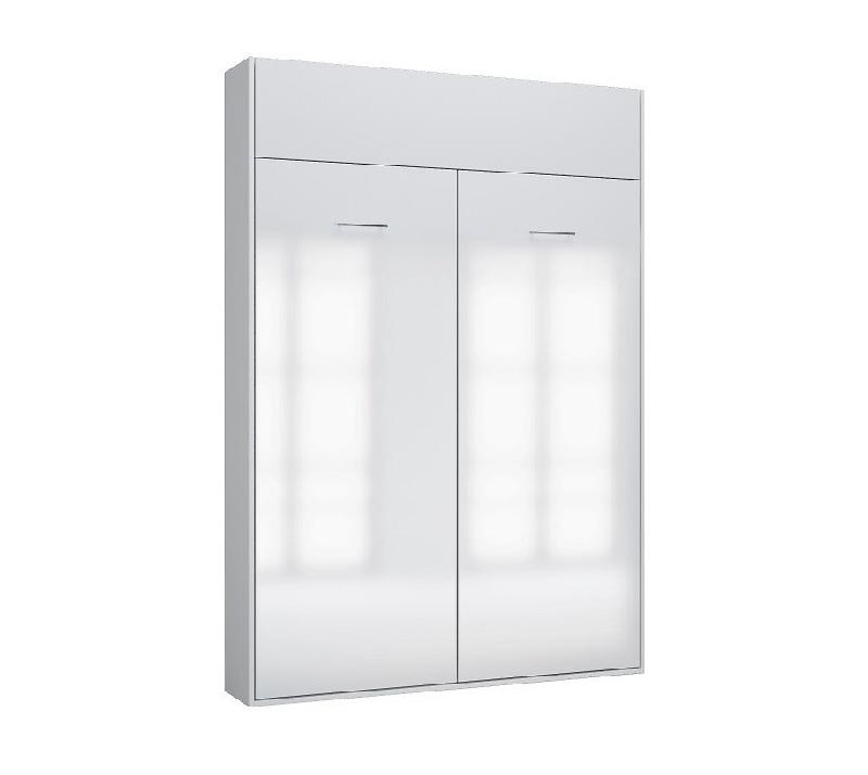 Armoire lit escamotable Dynamo Sofa - accoudoirs mélaminés - façade blanc brillant - canapé rouge - couchage 140x200 cm_3