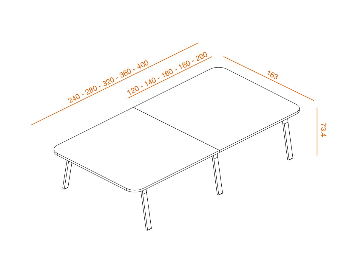 Bureau de coworking 4 personnes KELSO WOOD - bois massif et métal - plateau finition noisette_3