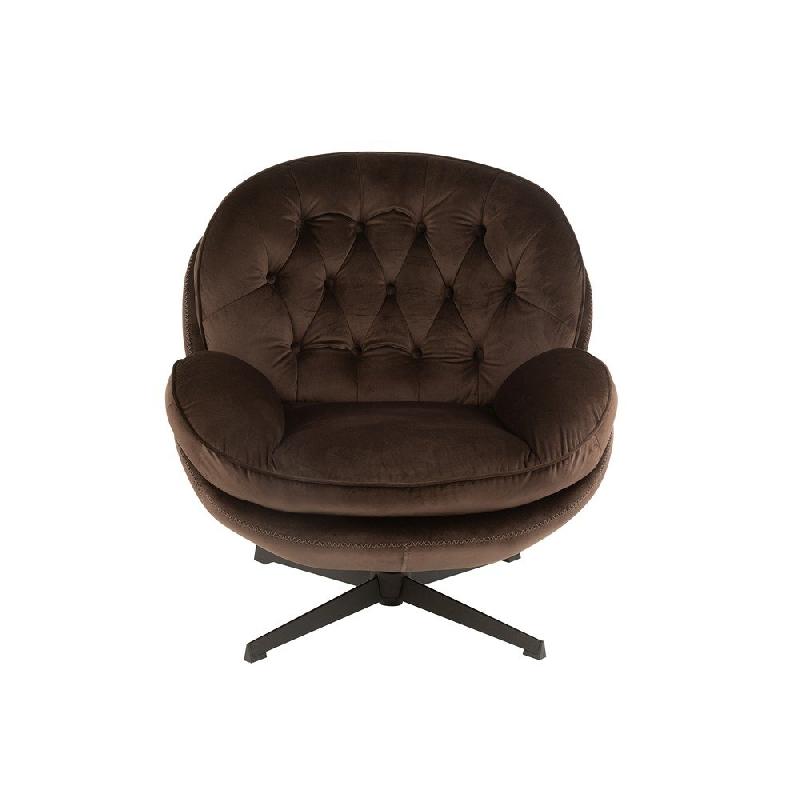 Fauteuil relax Marianah marron - style contemporain avec structure en bois et assise capitonnée en velours_3