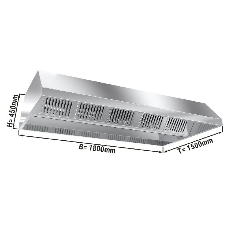 Hottes de plafond inox statiques - avec lampe et filtres - Profondeur 1m50 -_3