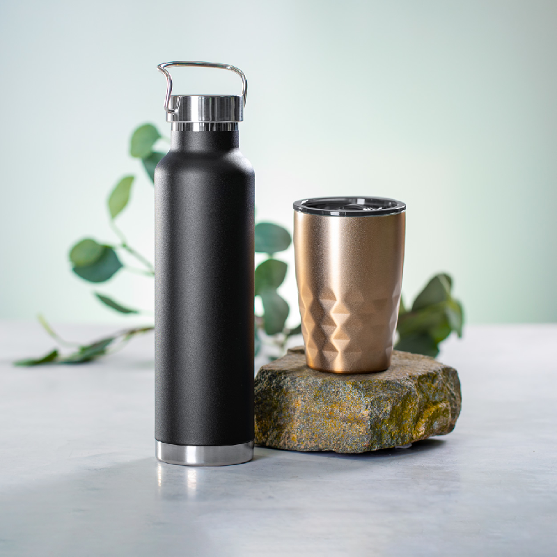 Thermos à double paroi en acier inoxydable - Isolation en cuivre - 650 ml - Noir_3