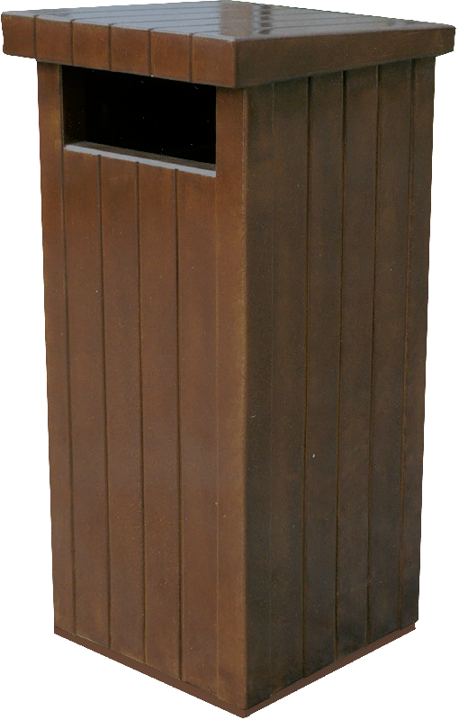 ZEUS Corbeille en béton avec support - Béton recouvert d'une peinture polyuréthane - Ouverture calibrée - Porte en acier traité anticorrosion - Étriers support-sacs en acier - Contenance 130L_3