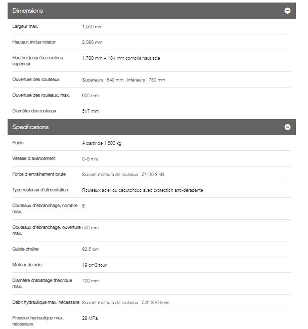 Tête d'abattage Komatsu 370E - largeur max. 1,950 mm - fonction d'écorçage et scie Constant Cut_3
