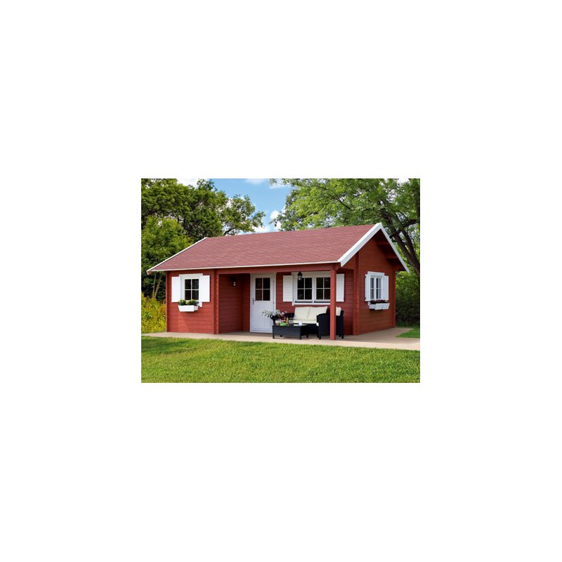 Chalet en bois plain-pied Ontario - madrier 70 mm - 24 m² - toit double pente - 5 fenêtres double vitrées_3
