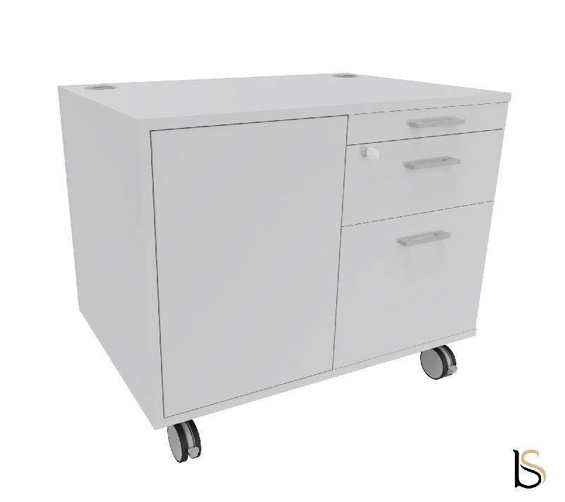 Desserte mobile avec tiroirs et niche de rangement - QUADRIFOGLIO - Gris_3