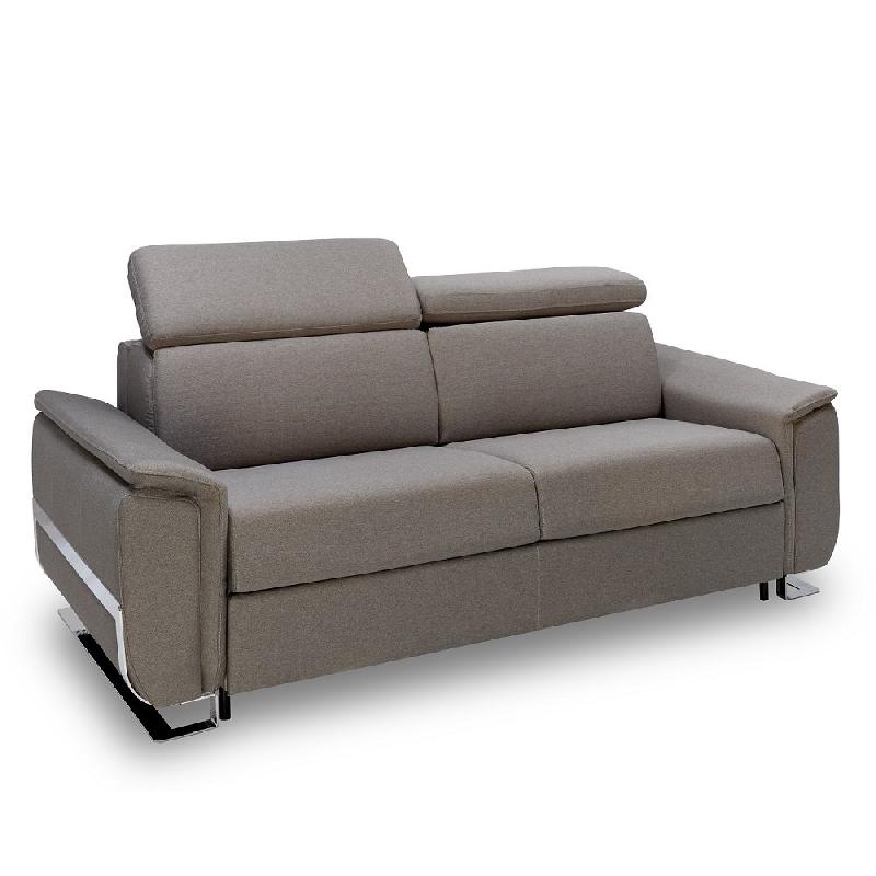 Canapé convertible express Réaumur 140 cm - Sommier à lattes - Matelas 16 cm - Tissu tweed gris_3