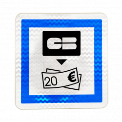 Panneau services distributeur de billets de banque CE25 - pictogramme carte bancaire, flèche et billet de 20€_3