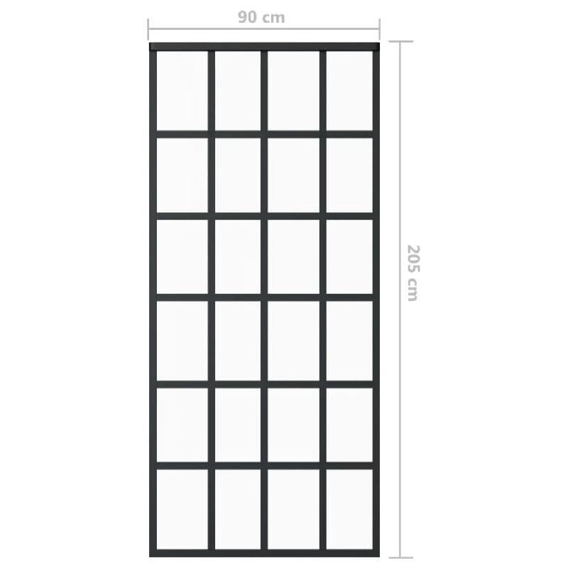 Vidaxl porte coulissante verre esg et aluminium 90x205 cm noir 151021_3
