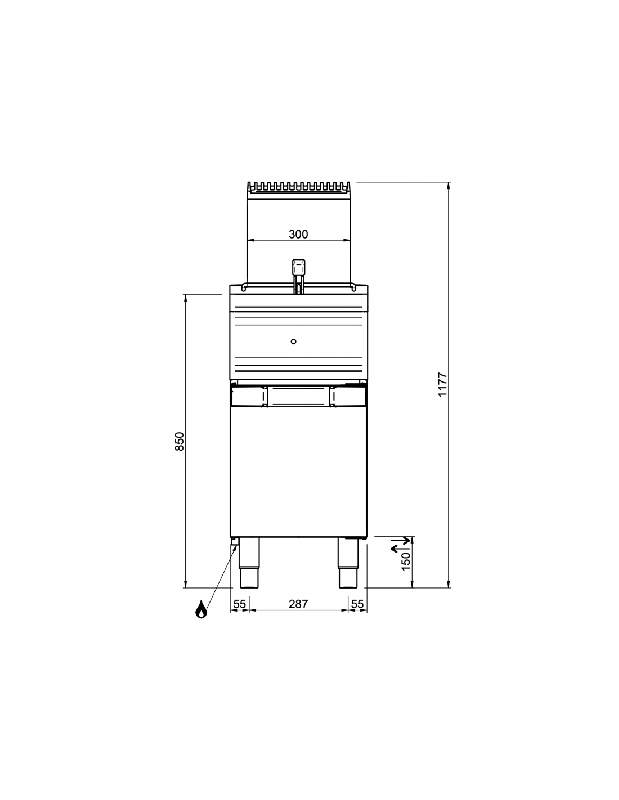 Friteuse gaz - 14 Litres sur placard - 1 bac - DOMINA PRO 700 - FRG74A_3