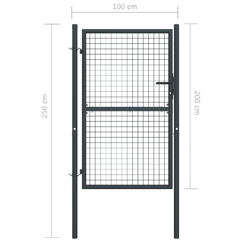 Vidaxl portail en maille de jardin acier galvanisé 100 x 250 cm gris 145775_3