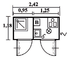 Bungalow de chantier / monobloc / sanitaire / aménagé / ossature en métal / parois en panneau sandwich / isolé / 2.42 x 1.18 m_3