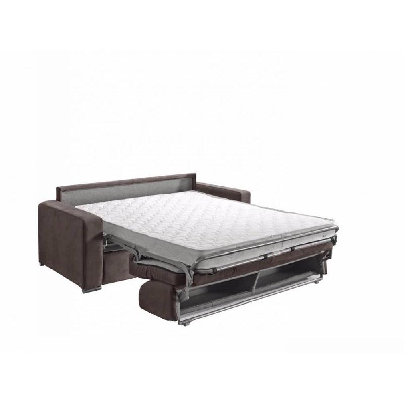 Canapé convertible 3 places Margarita - Matelas mémoire 20 cm - Ouverture express - Sommier à lattes 160 cm - Microfibre marron_3