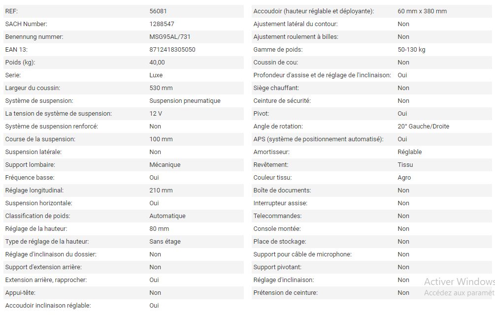 Siège de tracteur - Grammer AG - Maximo Professional tissu agri - course de la suspension : 100 mm - 56081_3