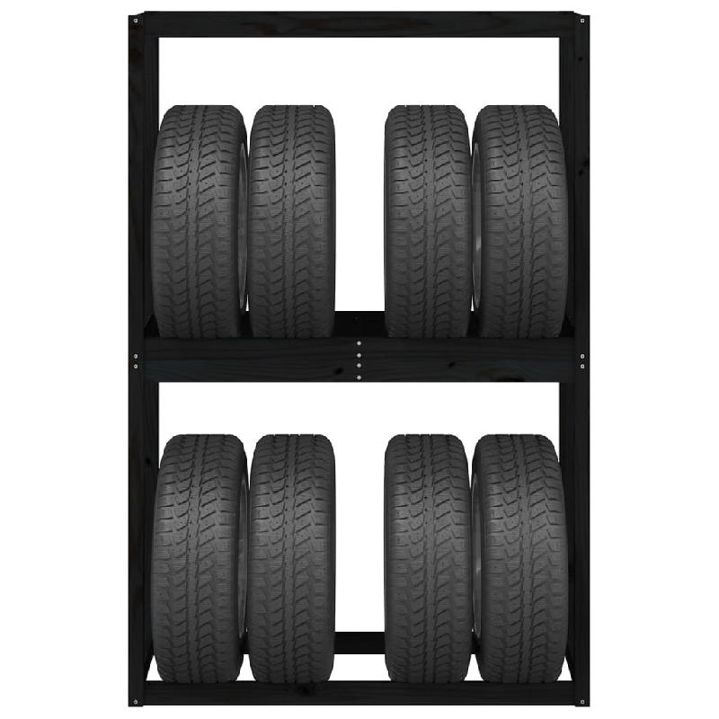 Vidaxl porte-pneus noir 120x40x180 cm bois de pin massif 825004_3