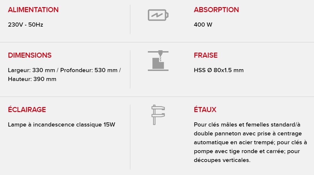204 Machine pour clés à panneton et à pompe - Keyline S.P.A. - 44 kg - moteur à deux vitesses et table en croix_3