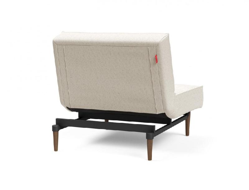 Innovation Living - Fauteuil Splitback Styletto Convertible Lit 90x115 cm - Pieds Fuseau Noyer - Tissu Bouclé Off White_3