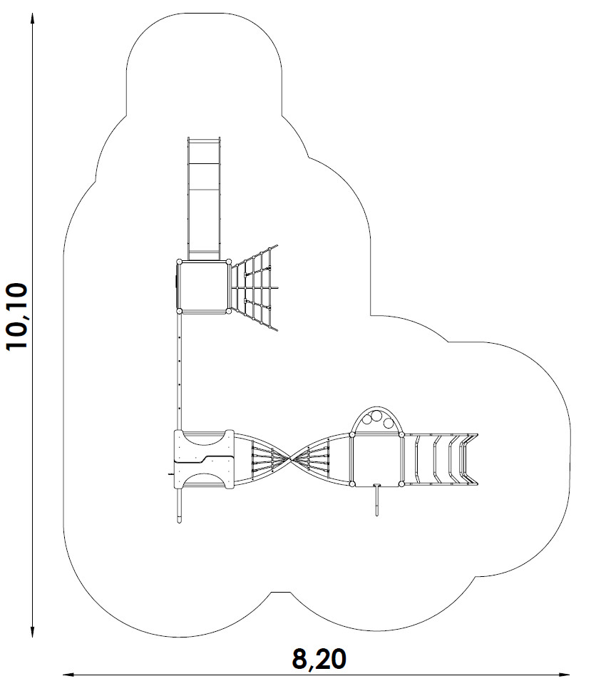 Toboggan multitours Cordage & Escalade - Aire de Jeux conforme EN1176 - Référence BT11603 - 3 plateformes, accès variés et toboggan inox_3