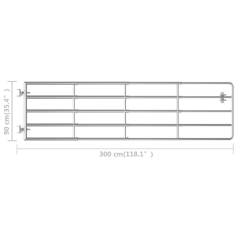 Vidaxl portillon à 5 barres acier (115-300)x90 cm argenté 145986_3