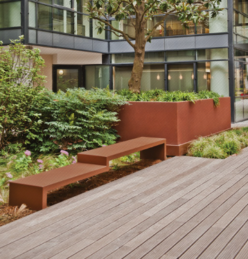 Banc public en métal - EUDALD II - très grande taille en acier corten_3