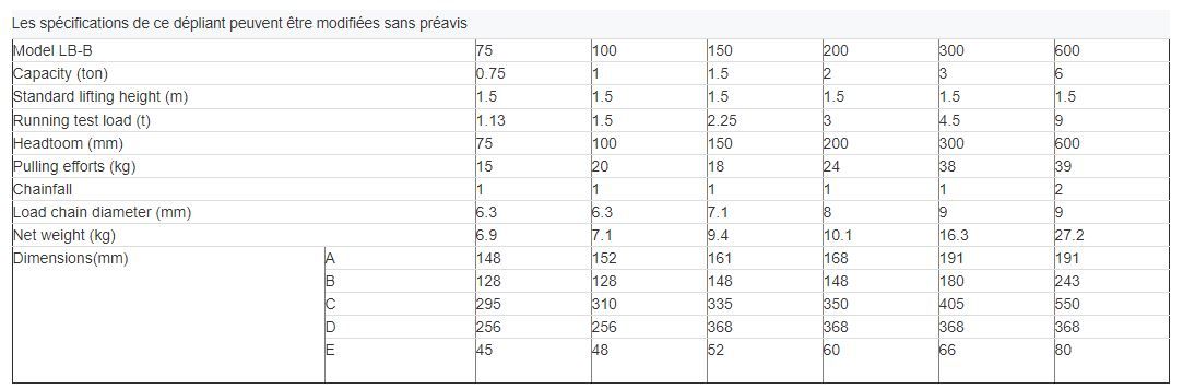 Palan SSDHL03-01S - TXK - Hauteur maximale de levage 300 m - 5 Tonnes - Chaîne en alliage Grade 80_3