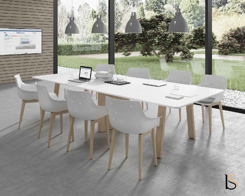 Table de réunion Take-Off - Bralco - Non, Blanc, 320 x 100 cm, Chêne vieilli_3