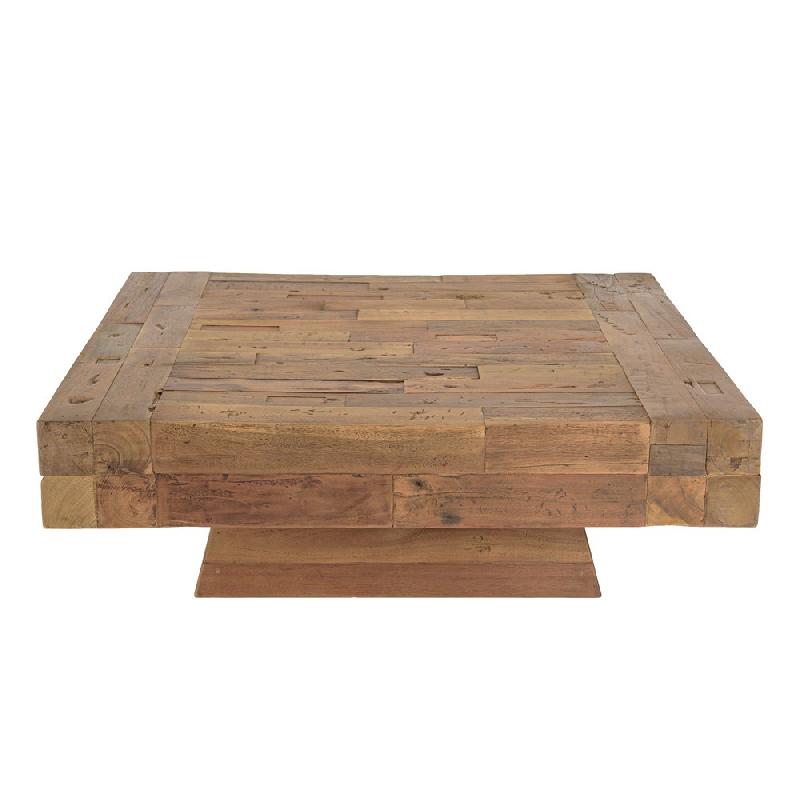 Table basse carrée SATHIM en teck recyclé massif - Design écologique et caractère unique_3