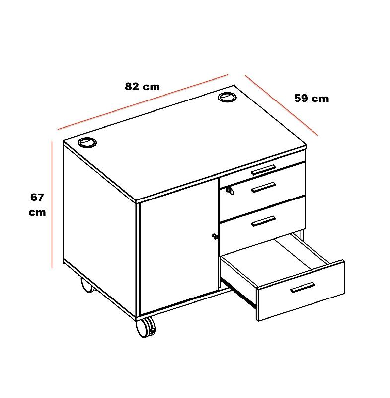 Desserte mobile avec 4 tiroirs et niche de rangement - QUADRIFOGLIO - Gris_3
