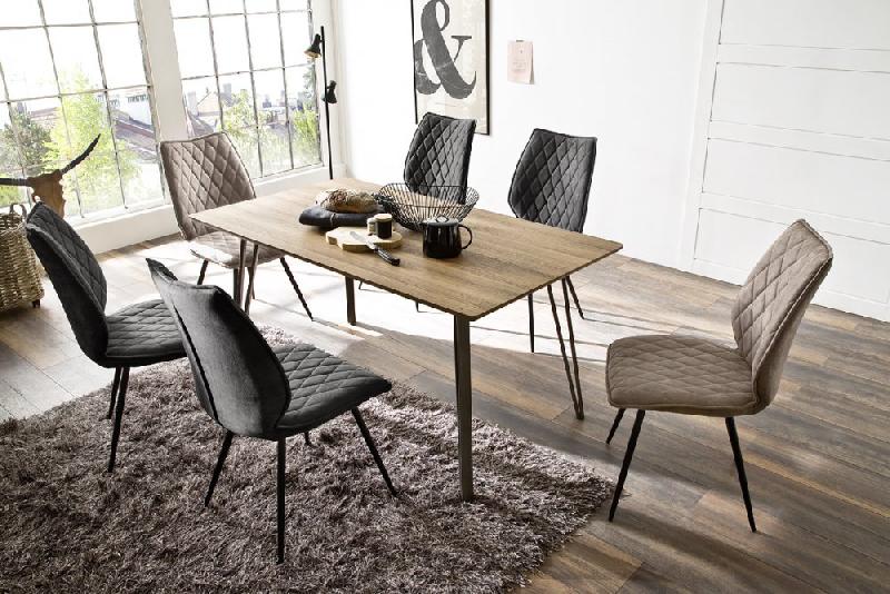 Lot de 2 chaises design NIME - tissu Toronto anthracite et pieds en métal laqué - style rétro et confort optimal_3