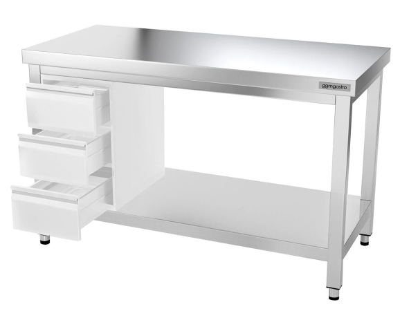 Tables Inox centrales Premium avec Etagère - P 600 mm | Ggm - 1400_3