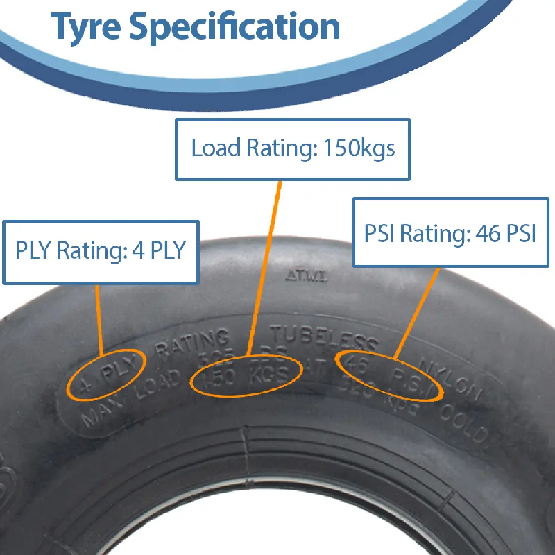 11x4.00-5 Smooth Lawnmower Slick Tyre 4ply Tubeless Wanda P607 150kgs (Set of 2)_3