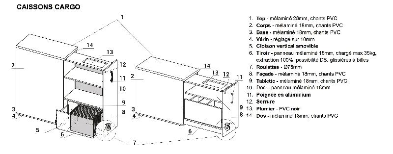 Caisson hauteur bureau maxi rangement - MDD - Argent, Non, Gauche_3