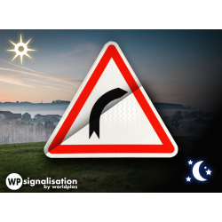 Panneau de danger A1A - Virage à droite dangereux - WP Signalisation_3