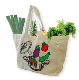 Sac écologique réutilisable - coton biologique naturel 200 g/m² - 6 poches intérieures - 35H x 40L x 20P cm_3