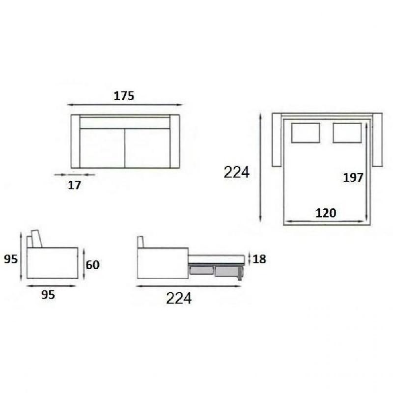 Canapé convertible 2-3 places Excellence 120 cm - Sommier à lattes RENATONISI - Microfibre graphite - Matelas Memory 18 cm inclus_3