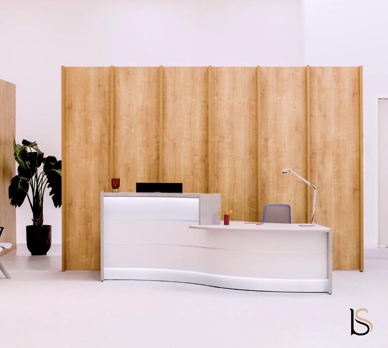 Comptoir d'accueil Valde forme vague avec accès PMR - MDD - Blanc brillant, Droite_3