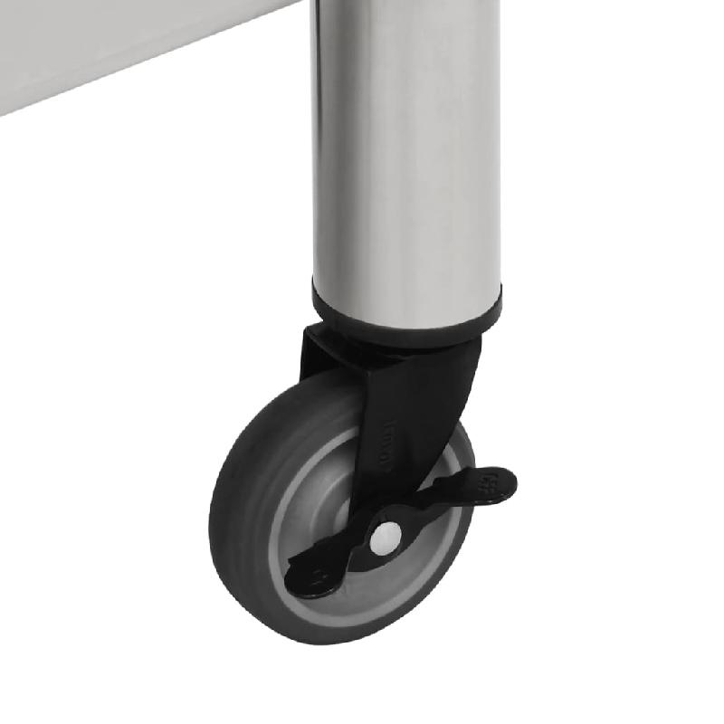 Vidaxl table de travail de cuisine avec roues 80x45x85 cm inox 51635_3