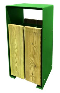 Corbeille publique Taulo 60 L - Lames en pin traité autoclave - Structure en acier peint - Vidage par basculement_3