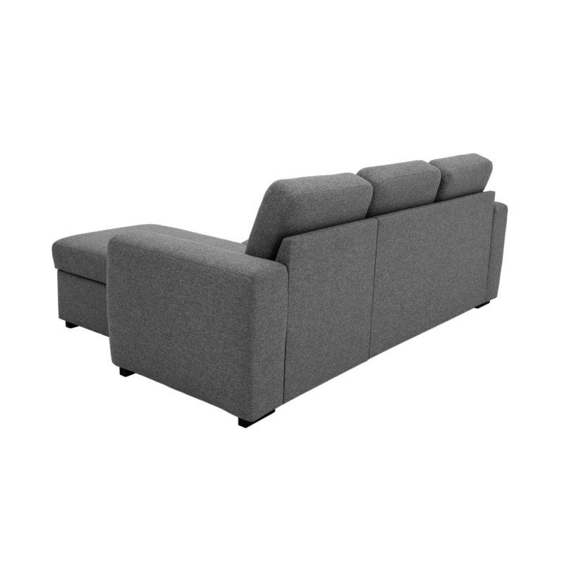Canapé d'angle réversible convertible LIDO gris foncé avec coffre de rangement et pouf inclus_3