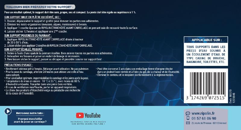 Revêtement d'étanchéité avant carrelage - RIPOLIN blanc 2.5L - Protection durable et adhérence multisupport_3