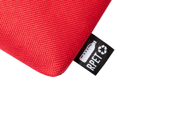 Trousse de toilette zippée en polyester 600D RPET - couleur rouge - poids 30g_3