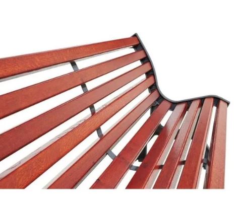 Banc public en bois exotique et acier - pieds en fonte - Lublin, longueur 2000 mm_3