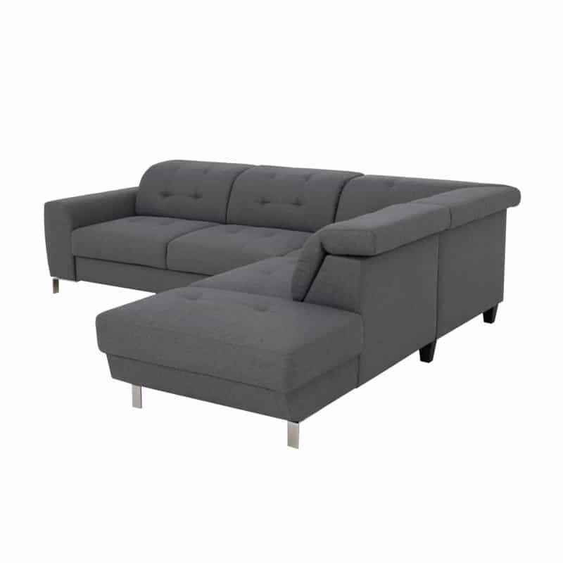 Canapé d'angle réversible convertible VITO gris foncé - design épuré avec coffre de rangement et têtières réglables_3
